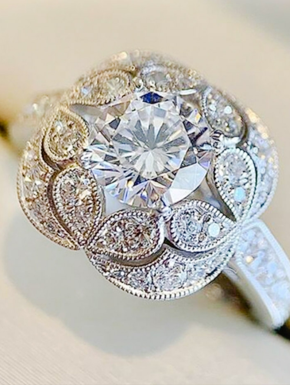 Sz 6 Antique Style Cocktail Ring